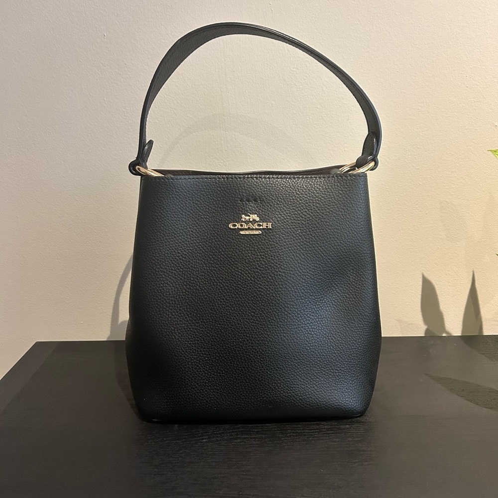 Coach Black Pebbled Leather Bucket Bag